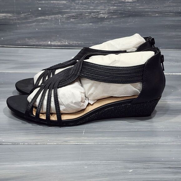 Charter Club Ginifur Sandals‎ Size 8 M Black Casual Career Wedge Shoes Slip On - Picture 2 of 12